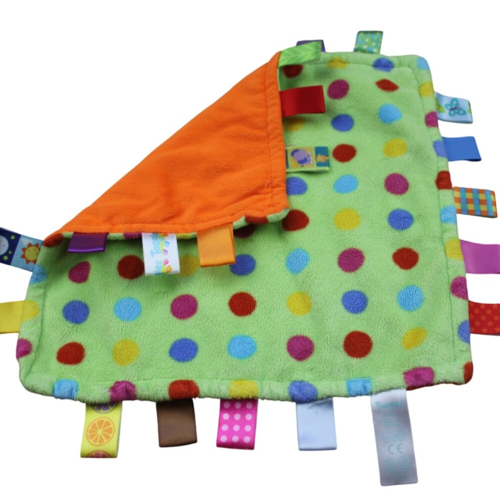 Taggies Green Polka Dot Orange Square Security Blanket Baby Infant Lovey Blankie